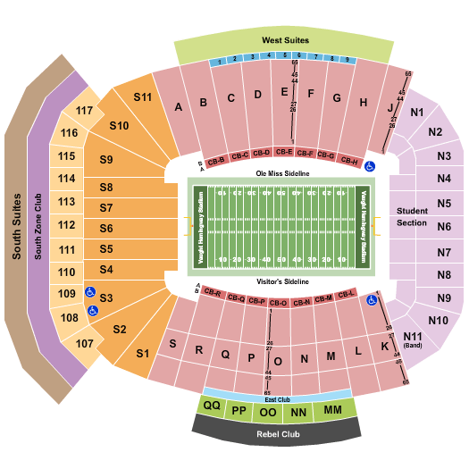 Vaught Hemingway Stadium Magnolia Bowl Seating Chart